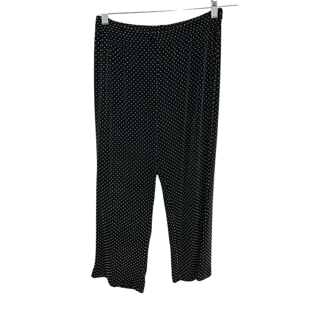 Ronni Nicole Sport Womens Black and White Polka Dot Cropped Pants SZ Small